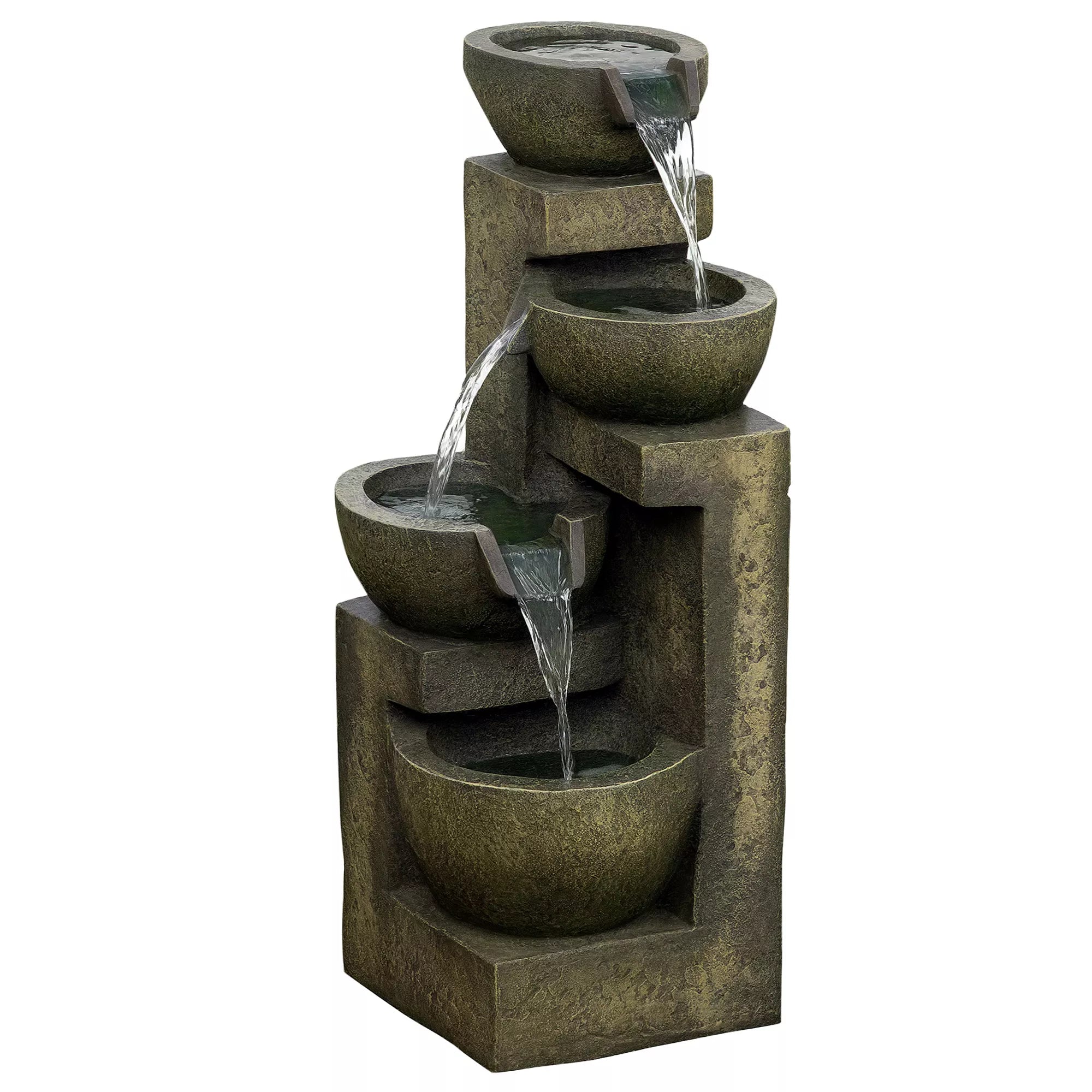 Fontanas, 3 nustatymai, atsparus atmosferos poveikiui, 25 cm x 24 cm x 60 cm, pilkos spalvos