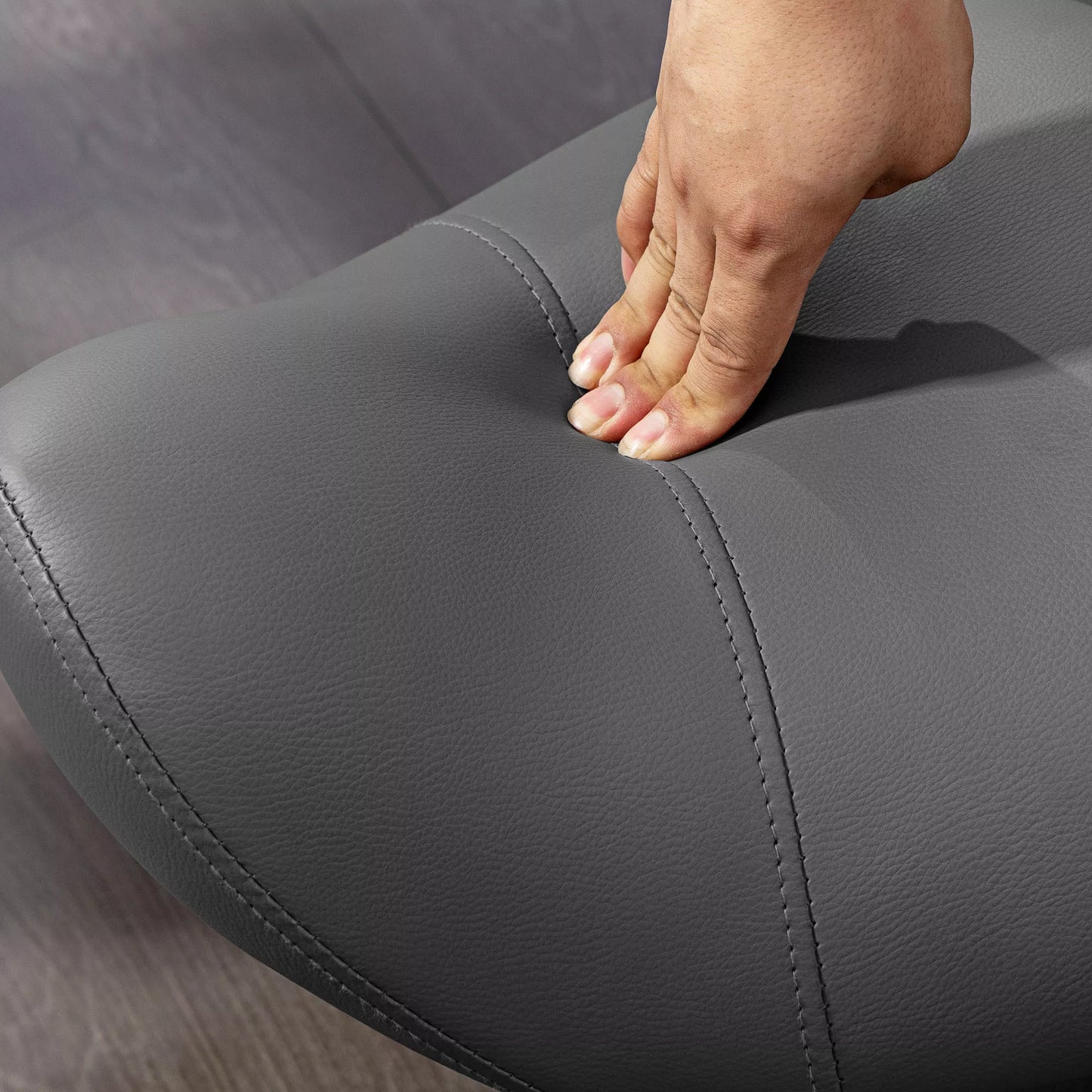 HOMCOM Ritinė kėdė, balno formos sėdynė, reguliuojamo aukščio, 360° besisukanti, dirbtinė oda, pilka, 48 x 47 x 45-59 cm