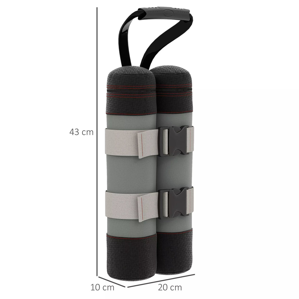 Smėlio maišai paviljonams, 4 vnt. rinkinys, 48 kg, be smėlio, su tvirtinimo diržais, atsparūs atmosferos poveikiui, juodi