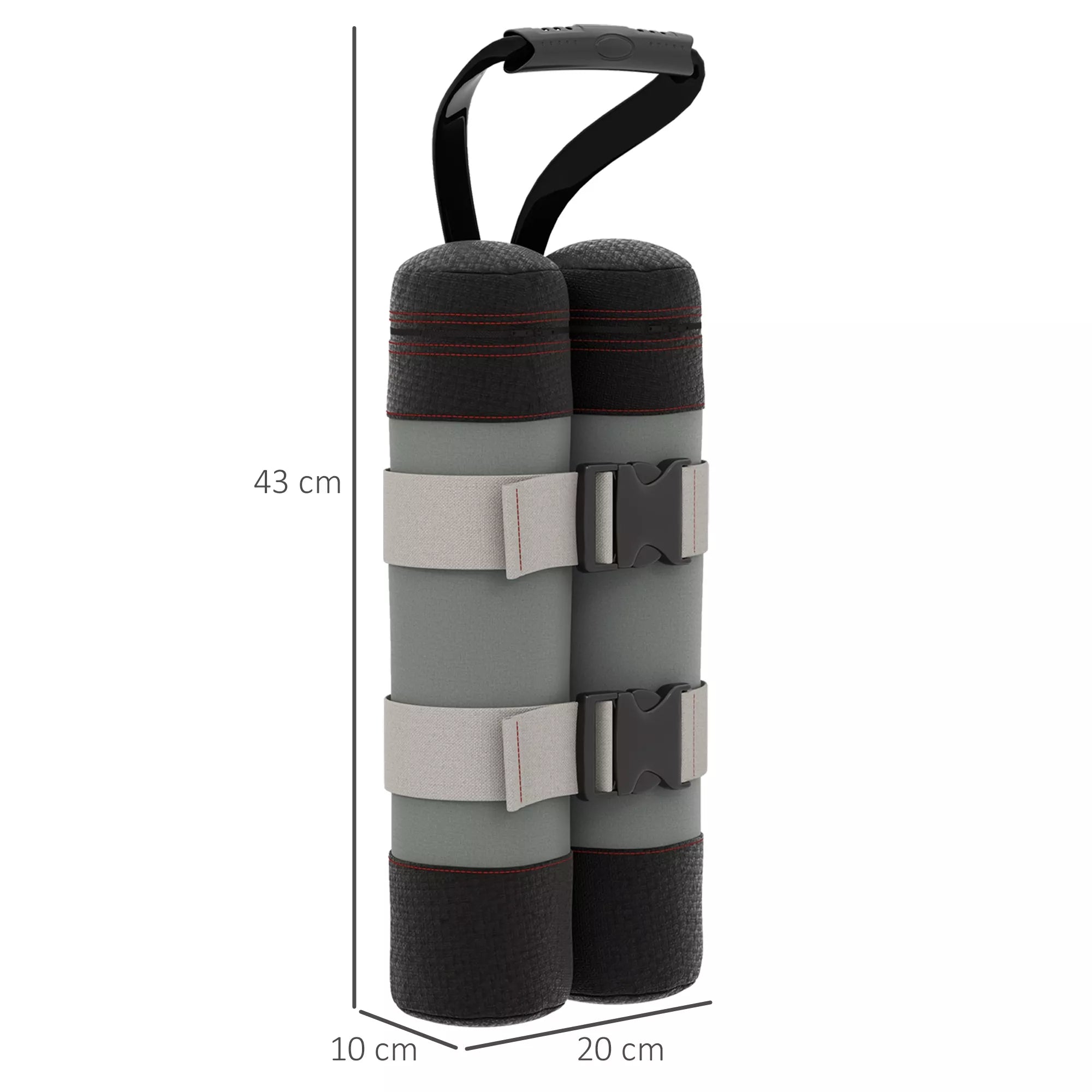 Smėlio maišai paviljonams, 4 vnt. rinkinys, 48 kg, be smėlio, su tvirtinimo diržais, atsparūs atmosferos poveikiui, juodi