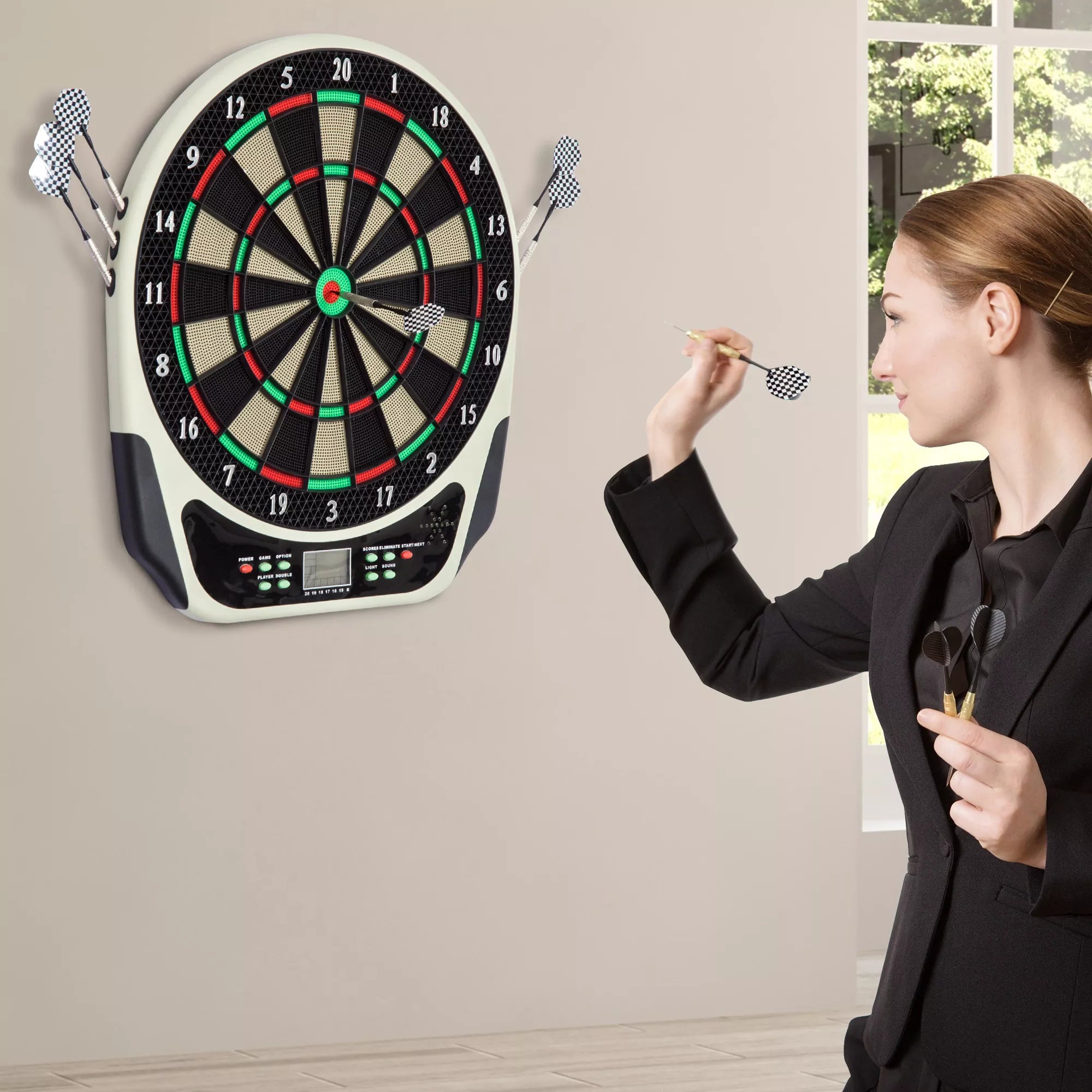 Elektroninis dartų taikinys Dartboard su balso pranešimais LED ekranais 6 dartai 24 dartų galvutės 18 žaidimų 159 variantai Dartų automatas Dartų taikinys rinkinys iki 8 žaidėjų