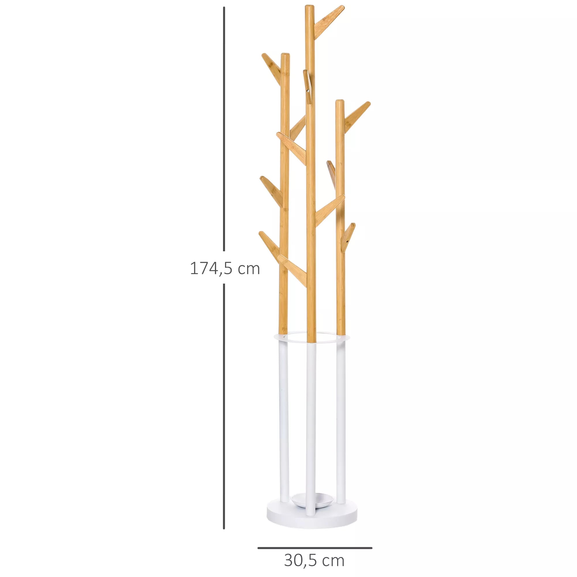 Drabužių kabykla su skėčių stovu, 174,5 cm, natūrali / balta