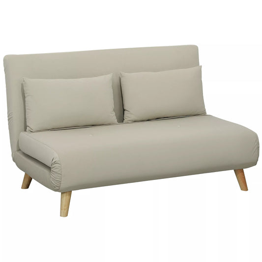 Miegamoji sofa, poilsio sofa, sofa-lova, su 2 pagalvėlėmis, aksomo išvaizda, 130 x 78 x 79 cm, smėlio spalvos