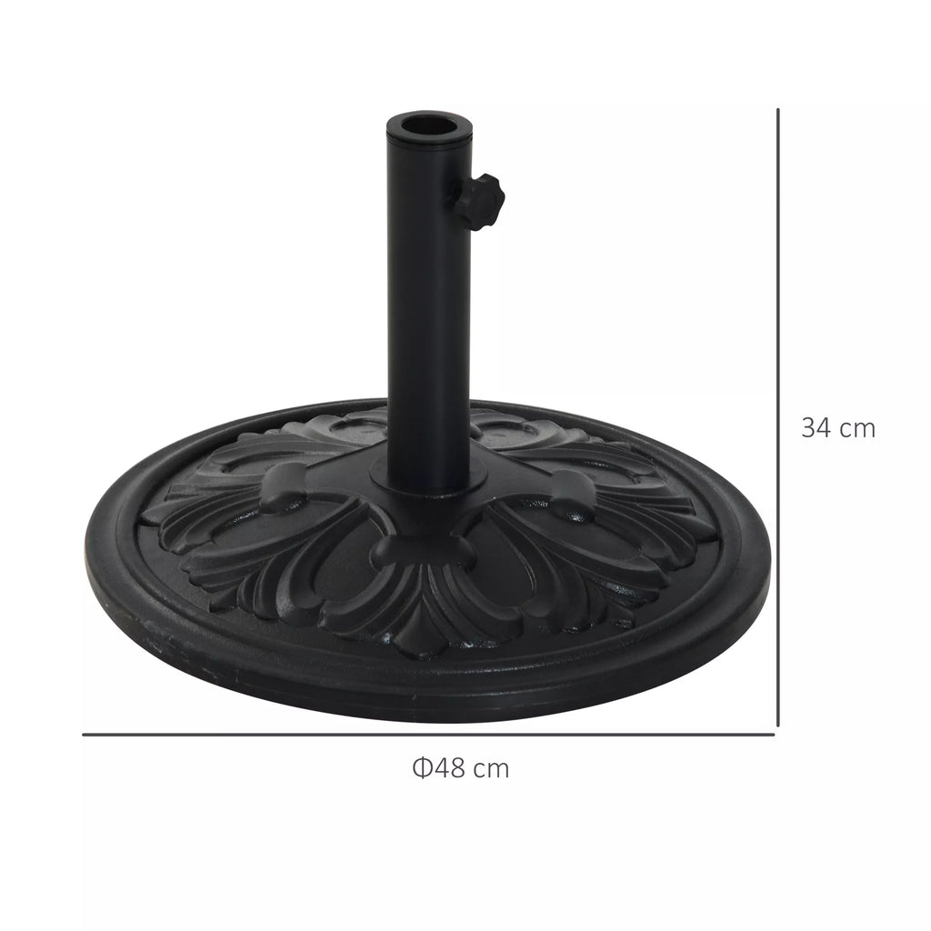 Skėčių stovas, 13 kg, skėčių stovas su 35 mm/38 mm/48 mm skersmens strypais, skėčių laikiklis sodui, balkonui, antikinė juoda spalva