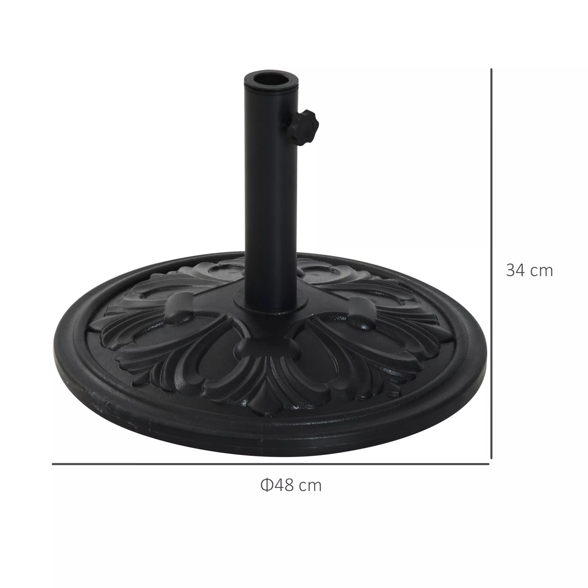 Skėčių stovas, 13 kg, skėčių stovas su 35 mm/38 mm/48 mm skersmens strypais, skėčių laikiklis sodui, balkonui, antikinė juoda spalva