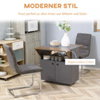 Sulenamas stalas ant ratukų, dvi atlenkiamos stalviršio pusės, skyrius su durelėmis, 4 ratukai, šviesiai pilka+tamsiai ruda, 70 x 83 x 75 cm