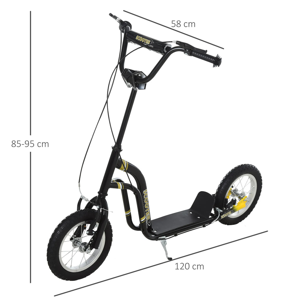 Vaikų paspirtukai nuo 5 metų Scooter Vaikų paspirtukai Paspirtukai Miesto paspirtukai Vaikų paspirtukai Kickboard su pneumatinėmis padangomis 12 colių Guma Aliuminis Juodas 120 x 58 x 85-95 cm