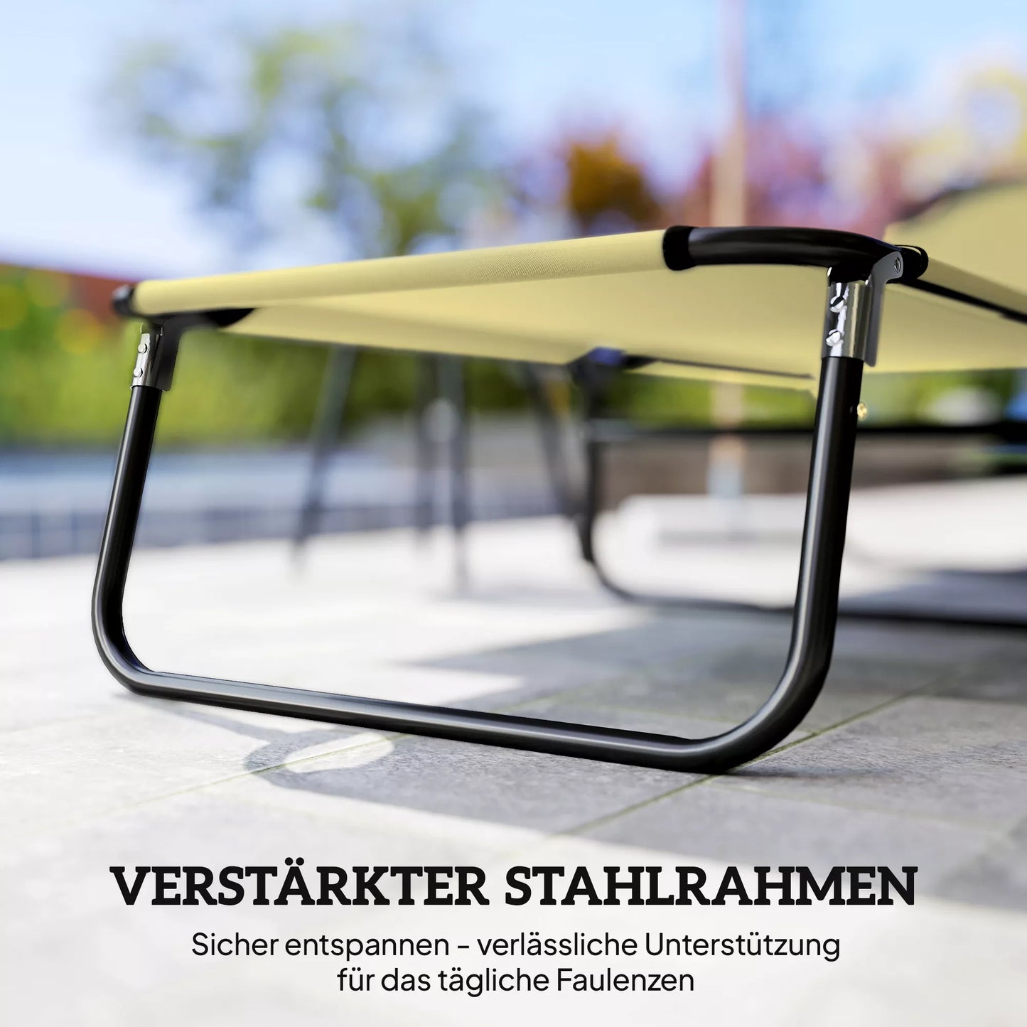 Gultas, 5 pozicijų reguliuojamas atlošas, greitai džiūstantis, metalinis rėmas, 190 x 56 x 28 cm, kreminės spalvos