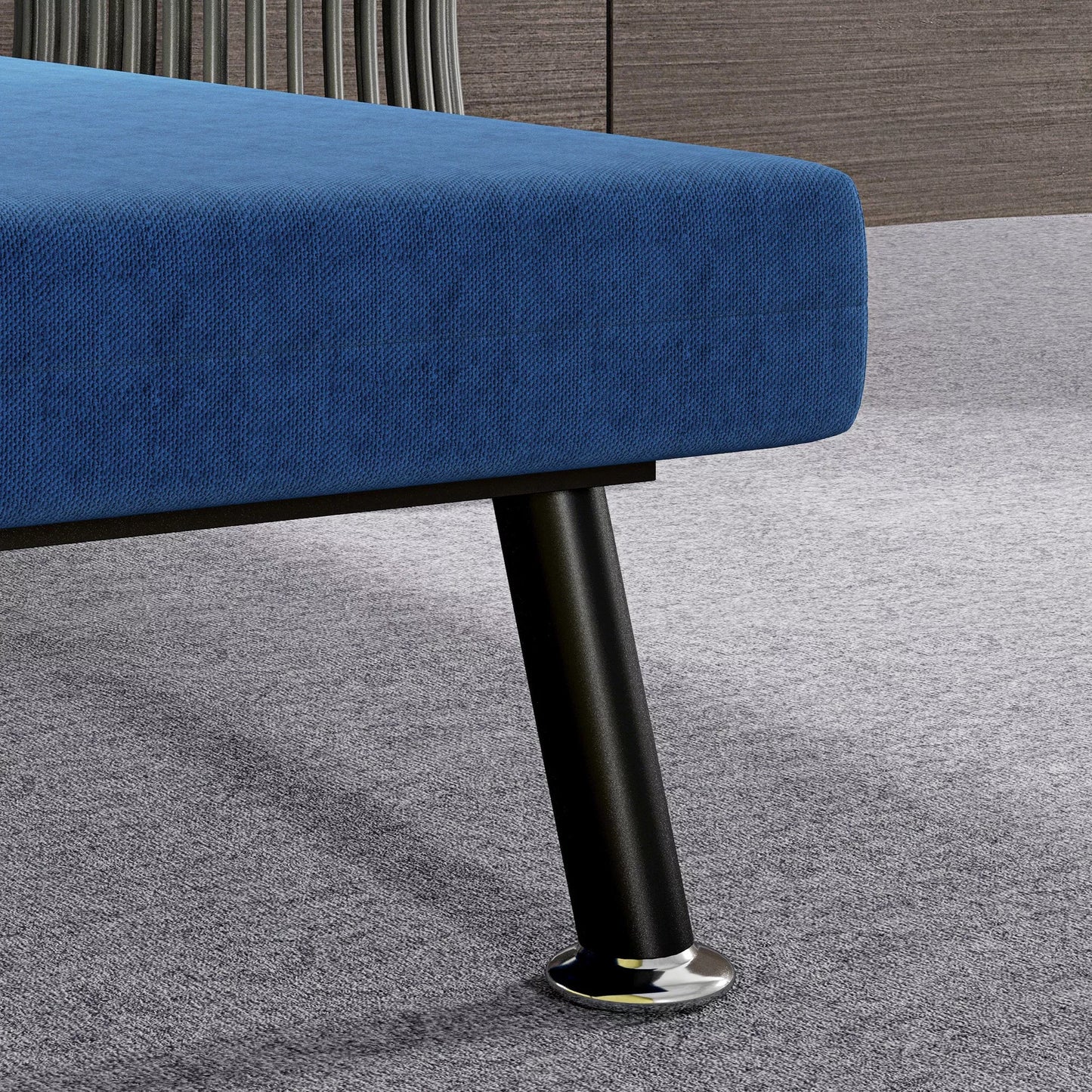 Sulankstoma kėdė su miegojimo funkcija, sulankstomas atlošiamas krėslas su lininiu paviršiumi, reguliuojama nugaros atrama, 75x70x75 cm, tamsiai mėlyna