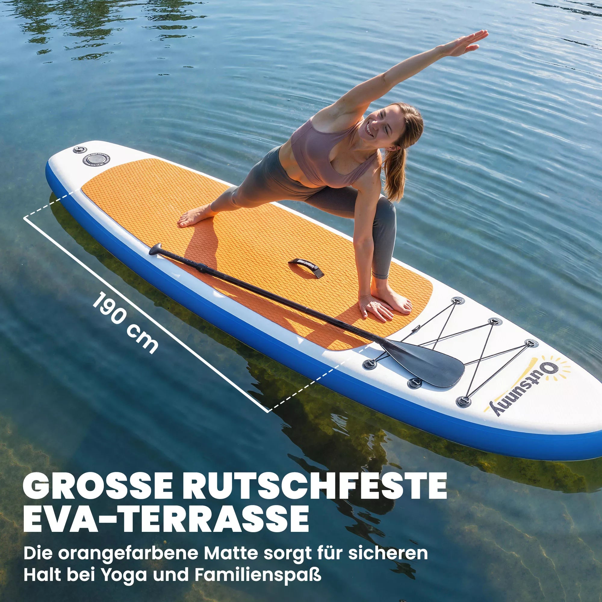 Stand Up Paddling lentos rinkinys: pripučiama 305 cm SUP lenta su aliumininiu irkleliu, nuimamu peleku ir kojų diržais
