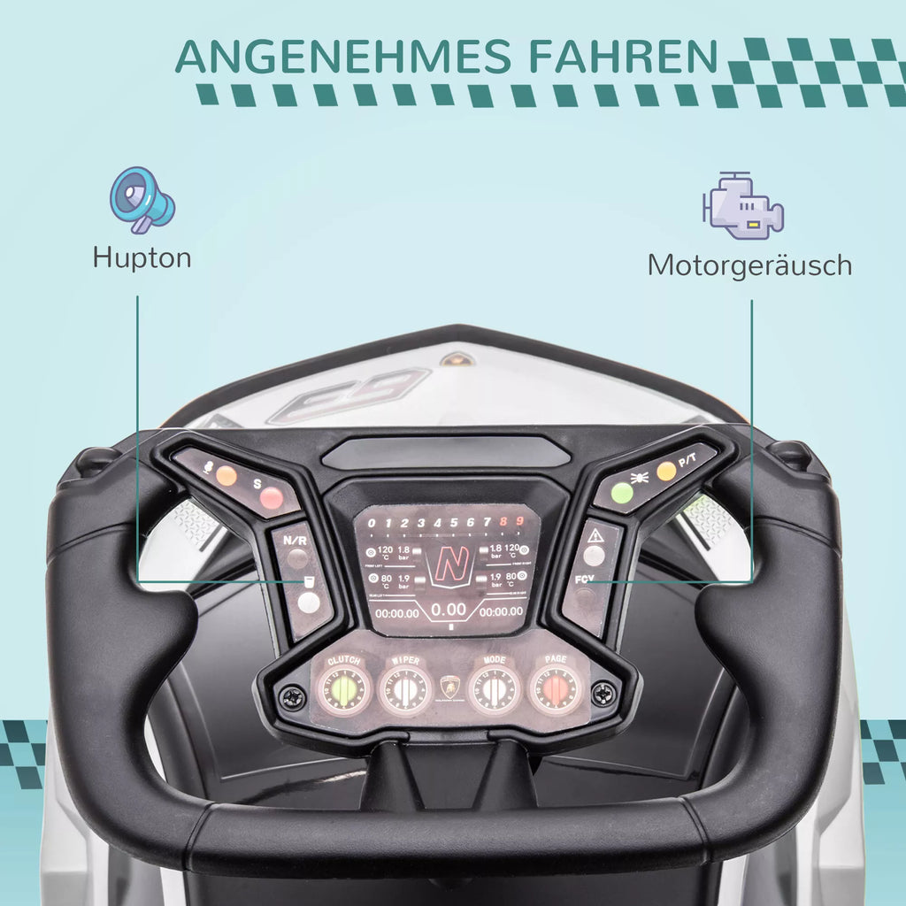 Vaikiškas paspiriamasis automobilis su Lamborghini licencija, su garso efektais, apsauga nuo apvirtimo, 67 cm x 28 x 38 cm