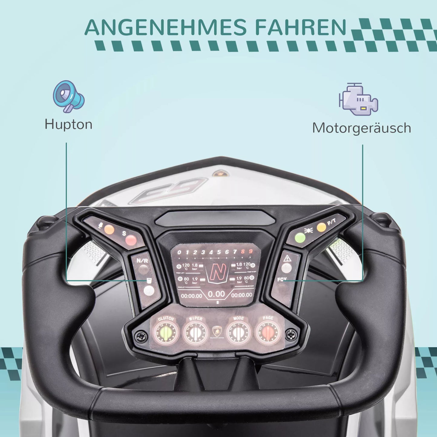 Vaikiškas paspiriamasis automobilis su Lamborghini licencija, su garso efektais, apsauga nuo apvirtimo, 67 cm x 28 x 38 cm