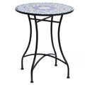 Sodo stalas Ø60 x H71cm, atsparus oro sąlygoms balkono stalas pagamintas iš metalo, lauko valgomojo stalas, kempingo staliukas, apvalus terasos stalas sodui, terasai, balkonui Mėlynas+Baltas