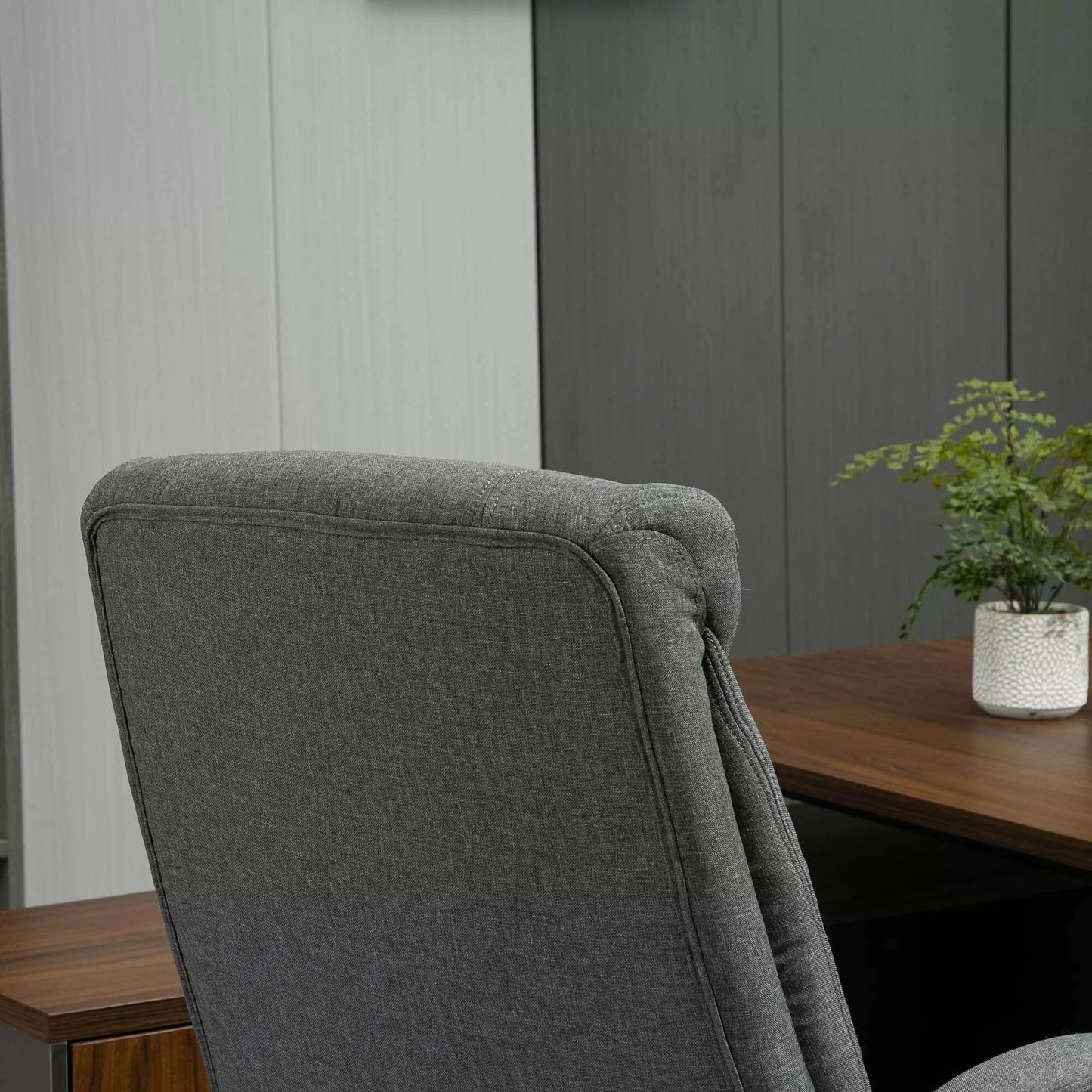 Biuro kėdė su svyravimo funkcija, ergonomiška kėdė su paminkštintais porankiais, galvos atrama, aukštyje reguliuojama, su atlošu, nailonas, pilka, 65 x 78 x 110-118 cm