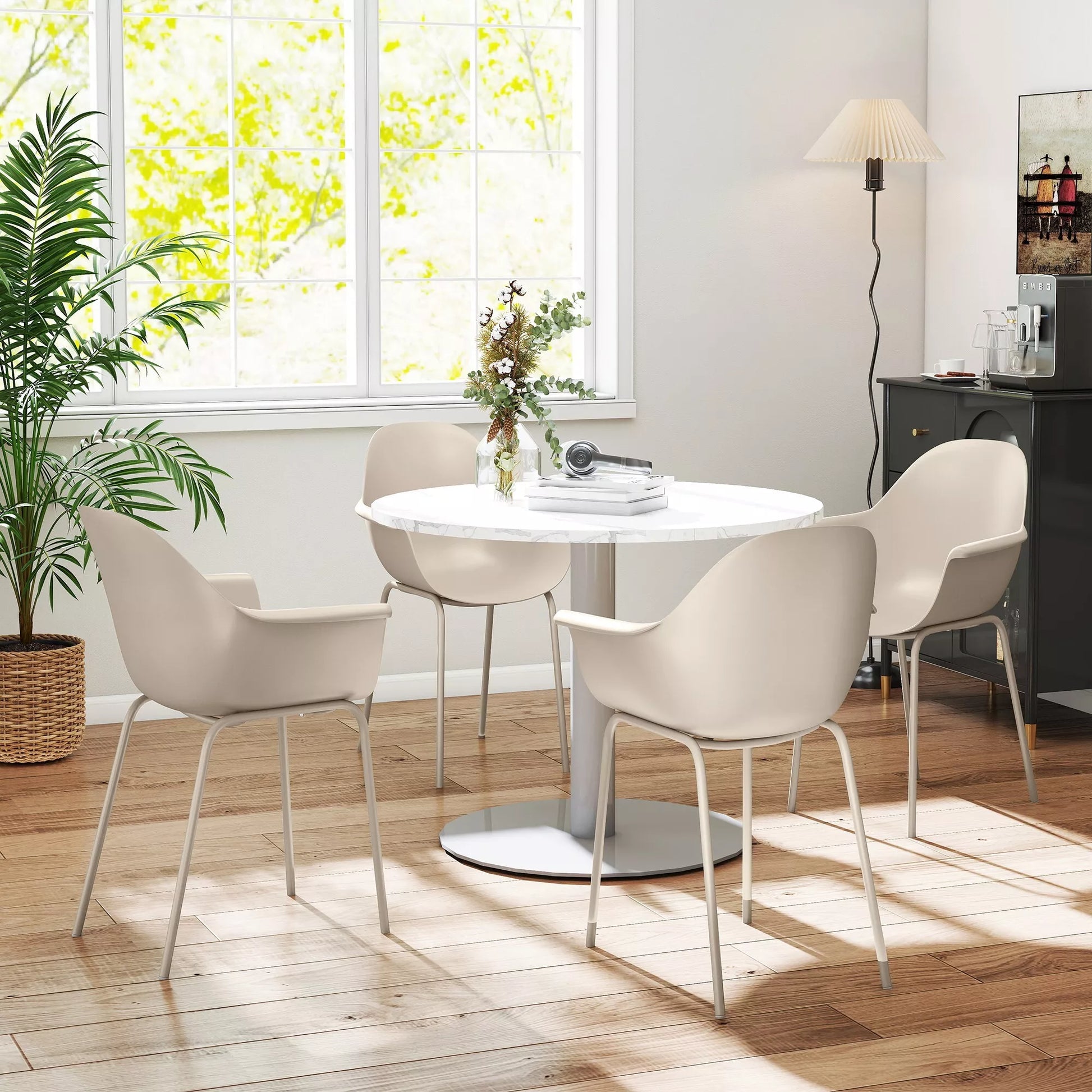 4 vnt. sodo kėdžių rinkinys Lauko kėdės Sodo kėdė, modernus dizainas, 59 cm x 55 cm x 84 cm, pilkos spalvos