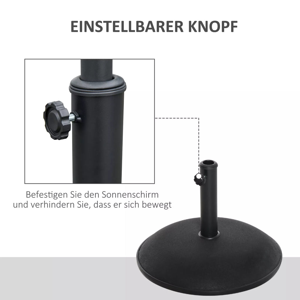 Skėčių stovas, skėčių stovas, 3 adapteriai, reguliuojamas, cementas, 25 kg, juodas