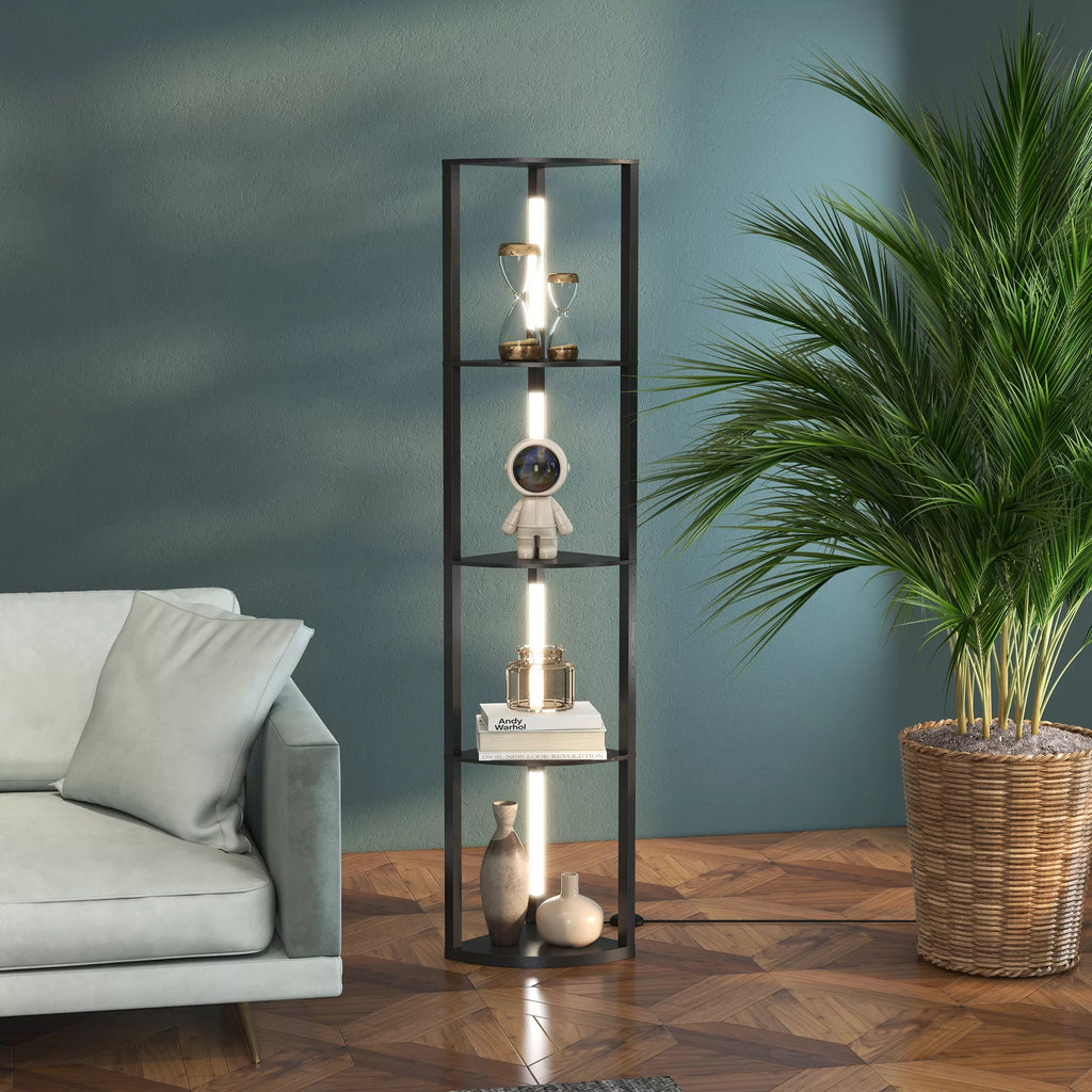 LED pastatomas šviestuvas-lentyna su reguliuojamu apšvietimu, 41x30x164cm (juodas)