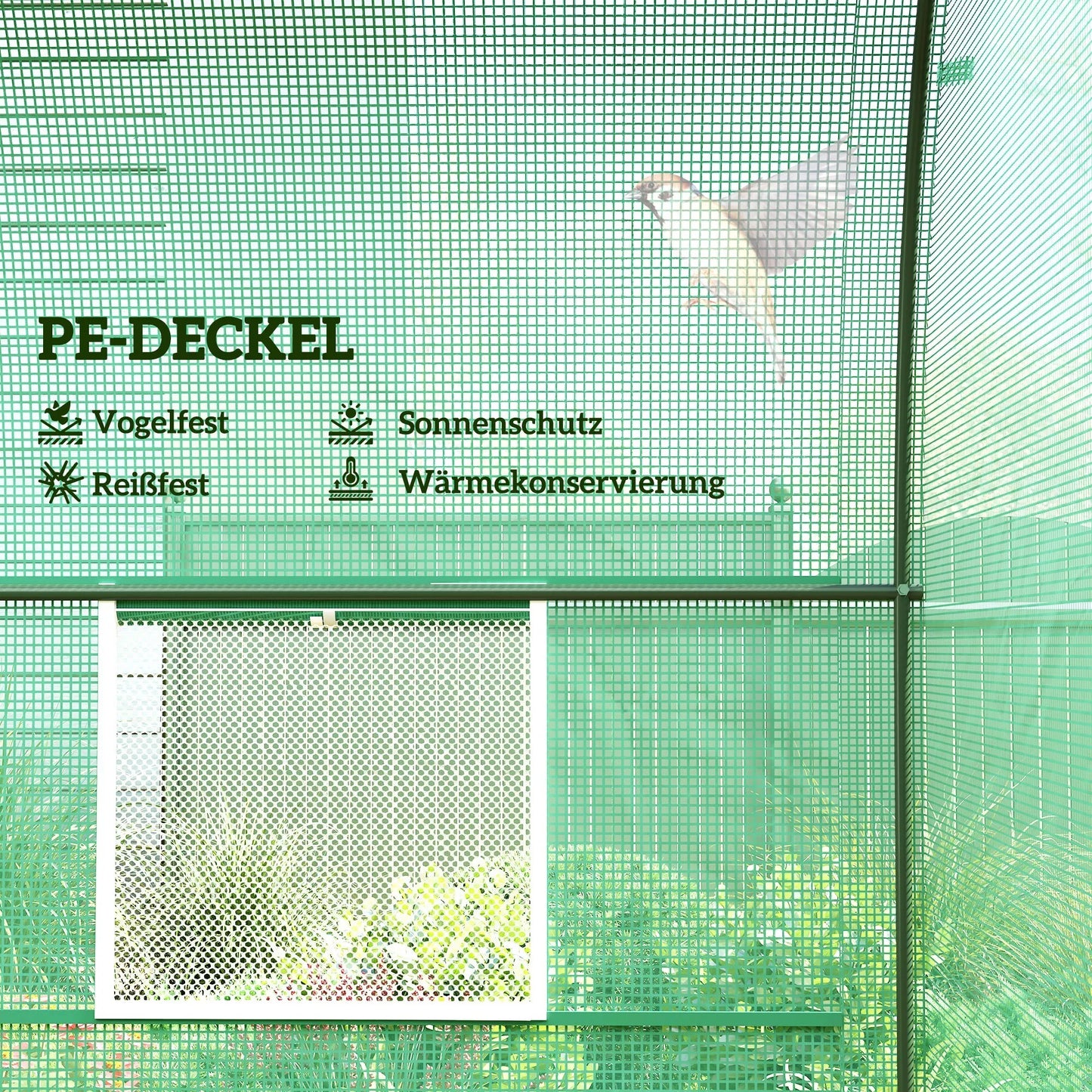 Šiltnamis 245x200x198cm Plėvelinis šiltnamis Pomidorų namelis su durimis, 4 langais, plėvelinis tunelis iš cinkuoto plieno, PE, tvirtas šiltnamis augalų tunelis, įsk. žemės inkarus ir virves, žalias