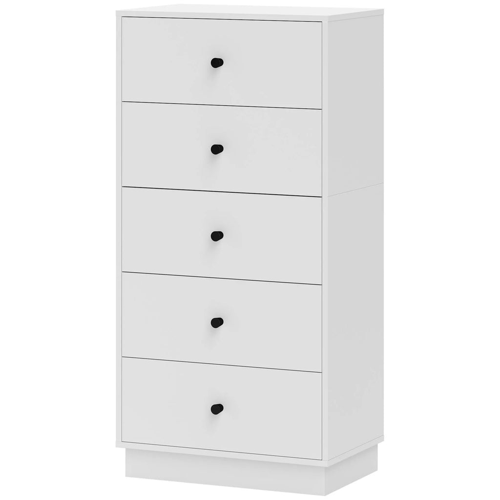 Komoda-bufetas su 5 stalčiais Spinta iš medžio masyvo, modernus stilius 47 x 29 x 95 cm Balta