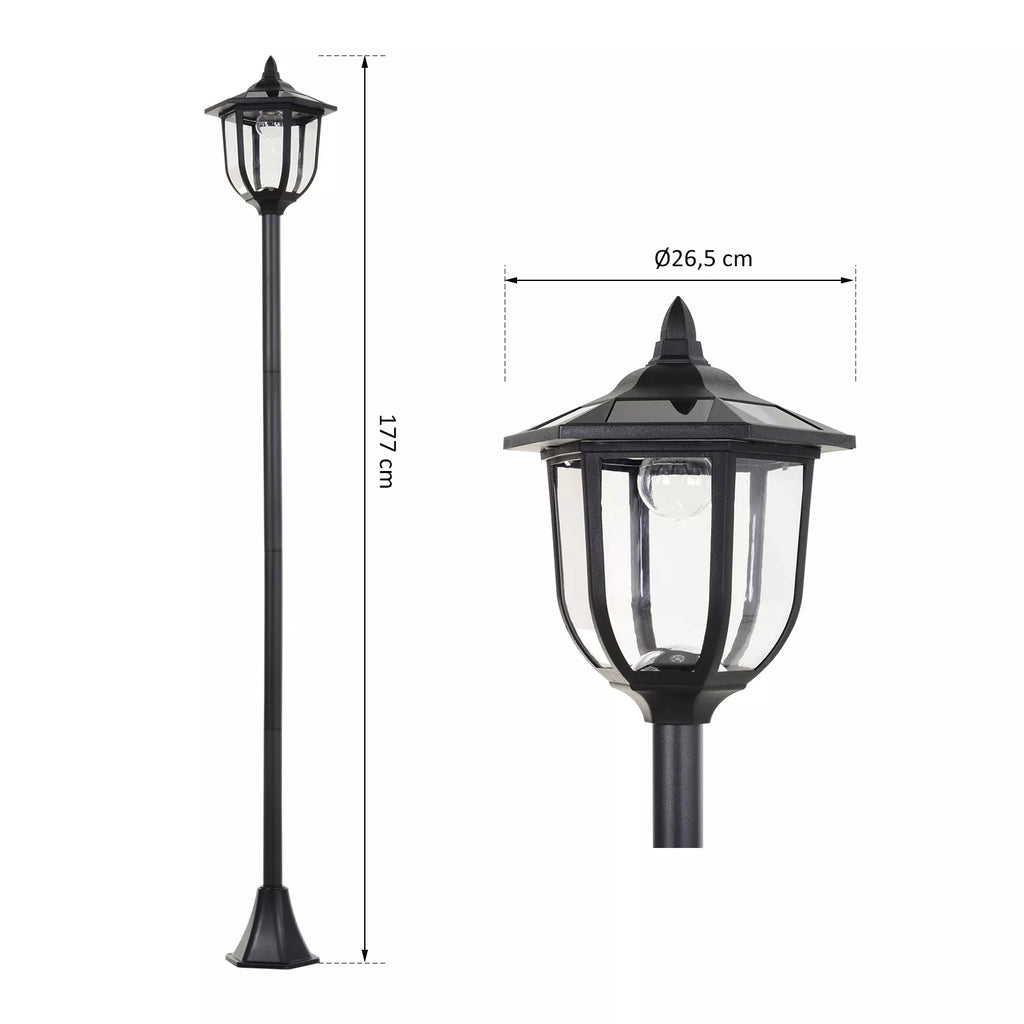Sodo žibinto matmenų schema: 177 cm aukštis, Ø26,5 cm galva