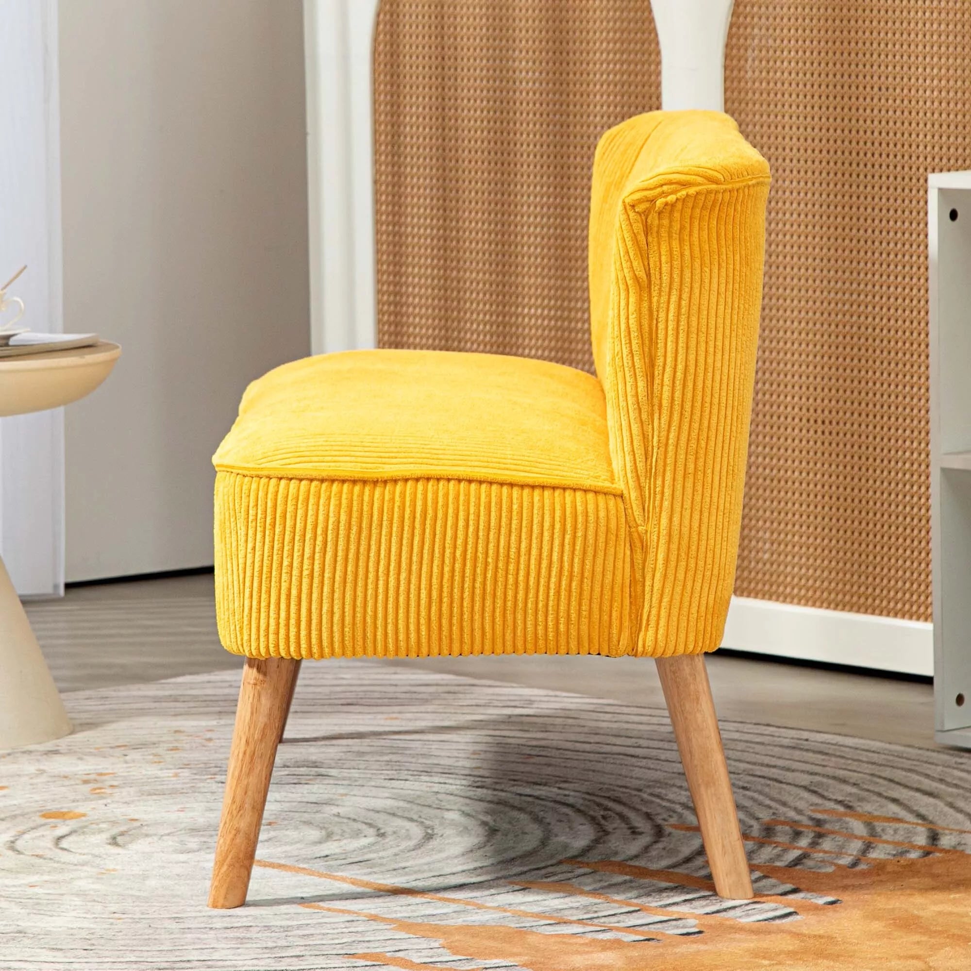 Sofa dvivietė, skandinaviško stiliaus, iki 150 kg, geltona, 117 x 56,5 x 77 cm