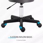 Salono taburetė, reguliuojamo aukščio, ergonomiška, 360° besisukanti, su 5 ratukais, pilkos spalvos sintetinė danga
