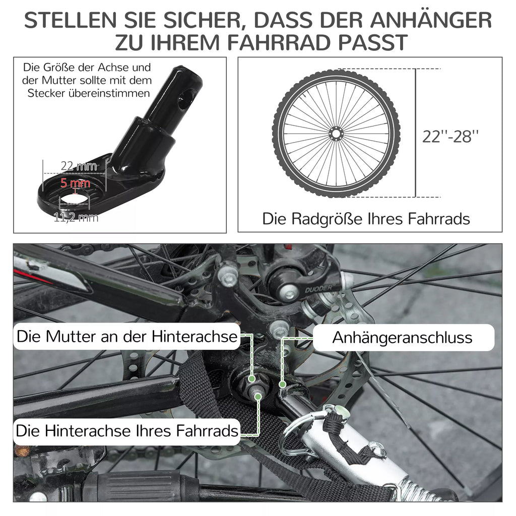 Dviračio priekaba šunims 3-in-1, iki 10 kg, pilka