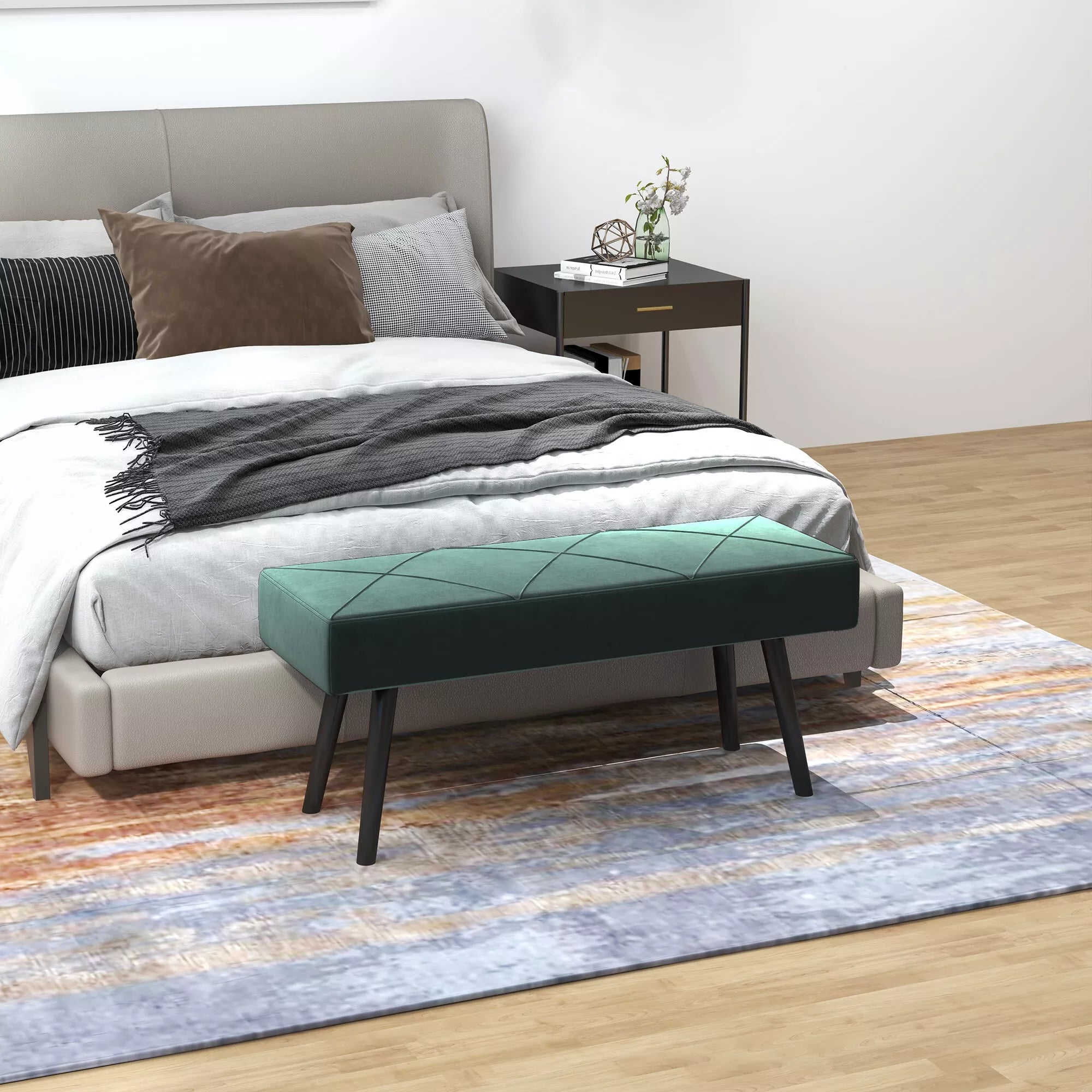 Sėdimoji sofa, minkšta sofa, lovos sofa, aksomo išvaizda, 100 x 36 x 45 cm, žalia