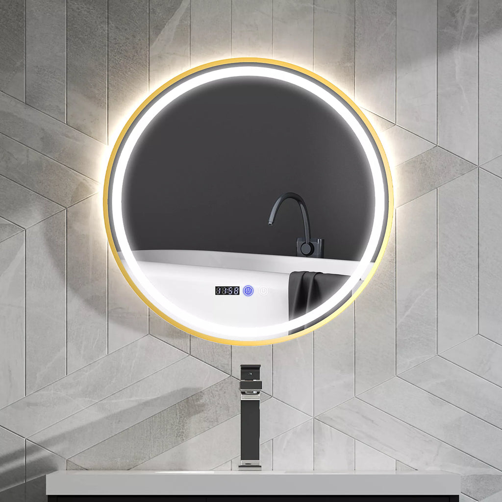 Apvalus vonios veidrodis su LED apšvietimu, vonios veidrodis su apsauga nuo rasojimo, jutiklinis valdymas, ekranas