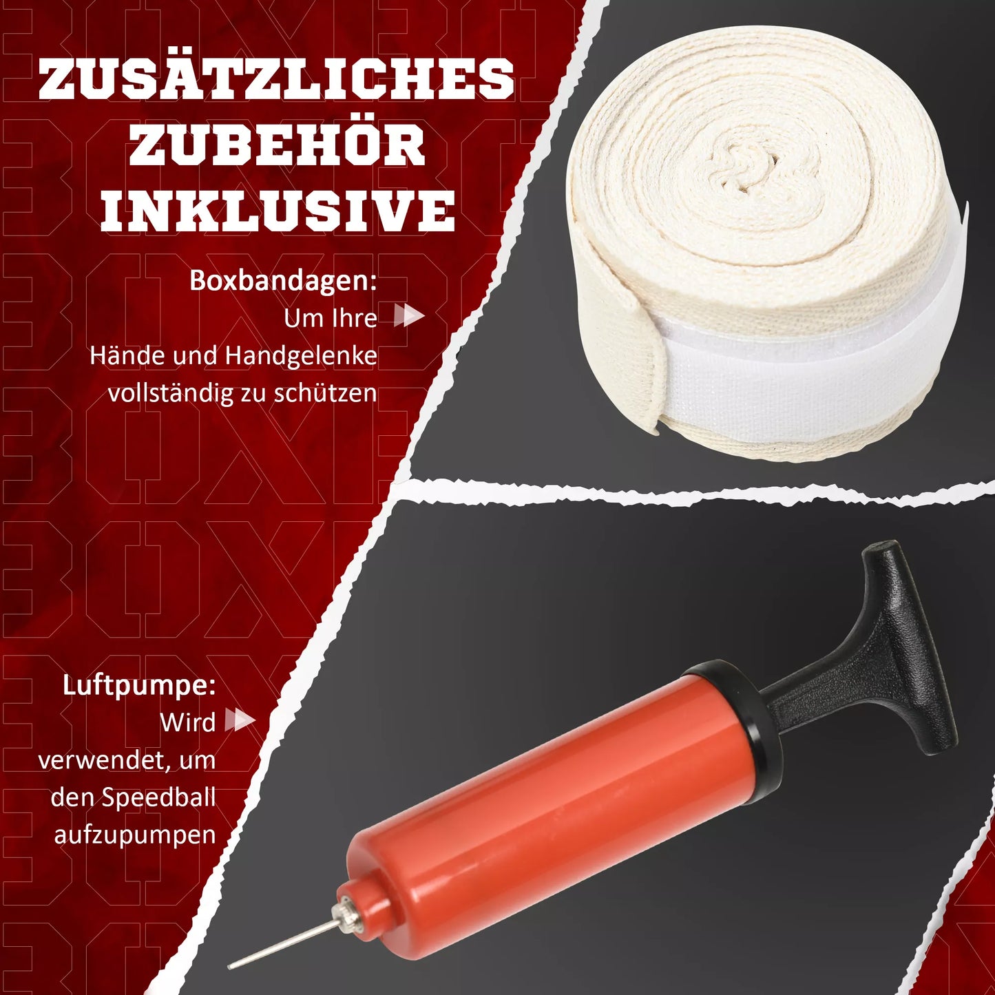 Bokso stovas, reguliuojamo aukščio, su refleksiniu strypu, smūgio pagalvėle, greičio kamuoliu, užpildoma bazė, 80,5 x 48 x 163–205 cm