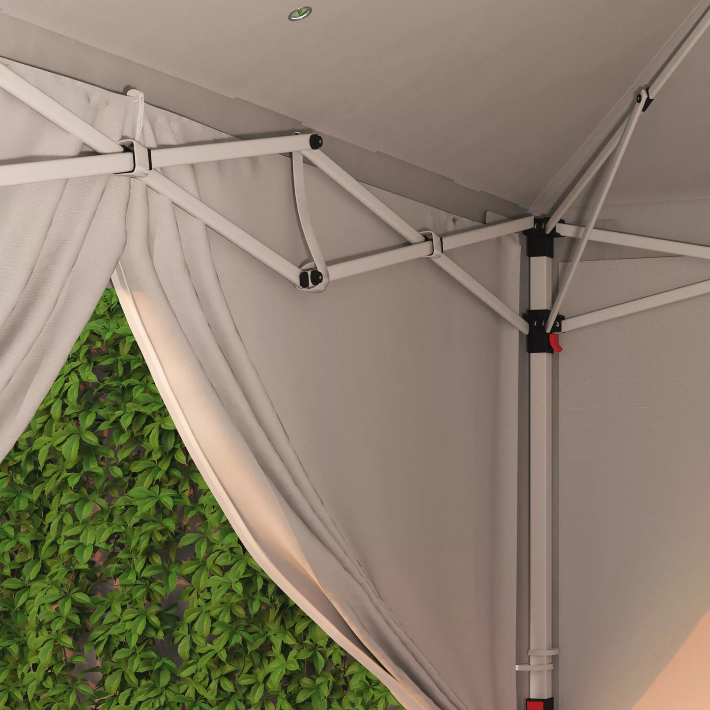 Surenkama pavėsinė-paviljonas, stabilus 6 dalių palapinės komplektas su langais ir užtrauktukais, plienas ir poliesteris, 6x3 m, balta