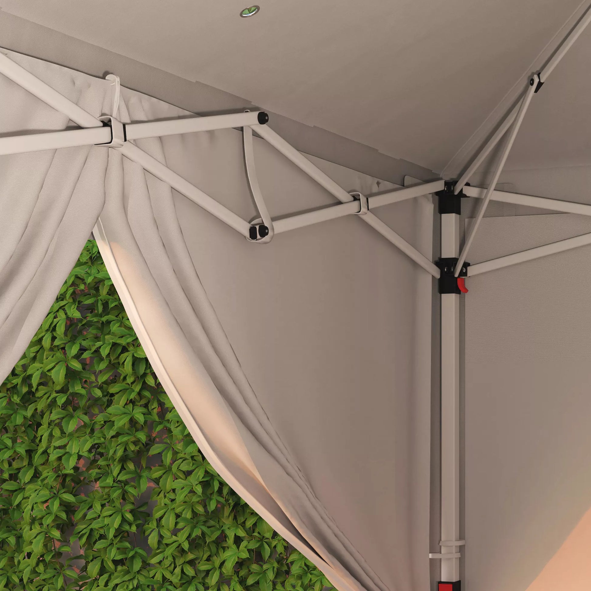 Surenkama pavėsinė-paviljonas, stabilus 6 dalių palapinės komplektas su langais ir užtrauktukais, plienas ir poliesteris, 6x3 m, balta