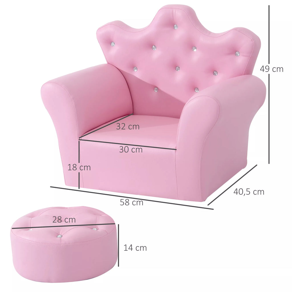 Schema su fotelio matmenimis: 58 × 40,5 cm, aukštis 49 cm, pufas 28 cm