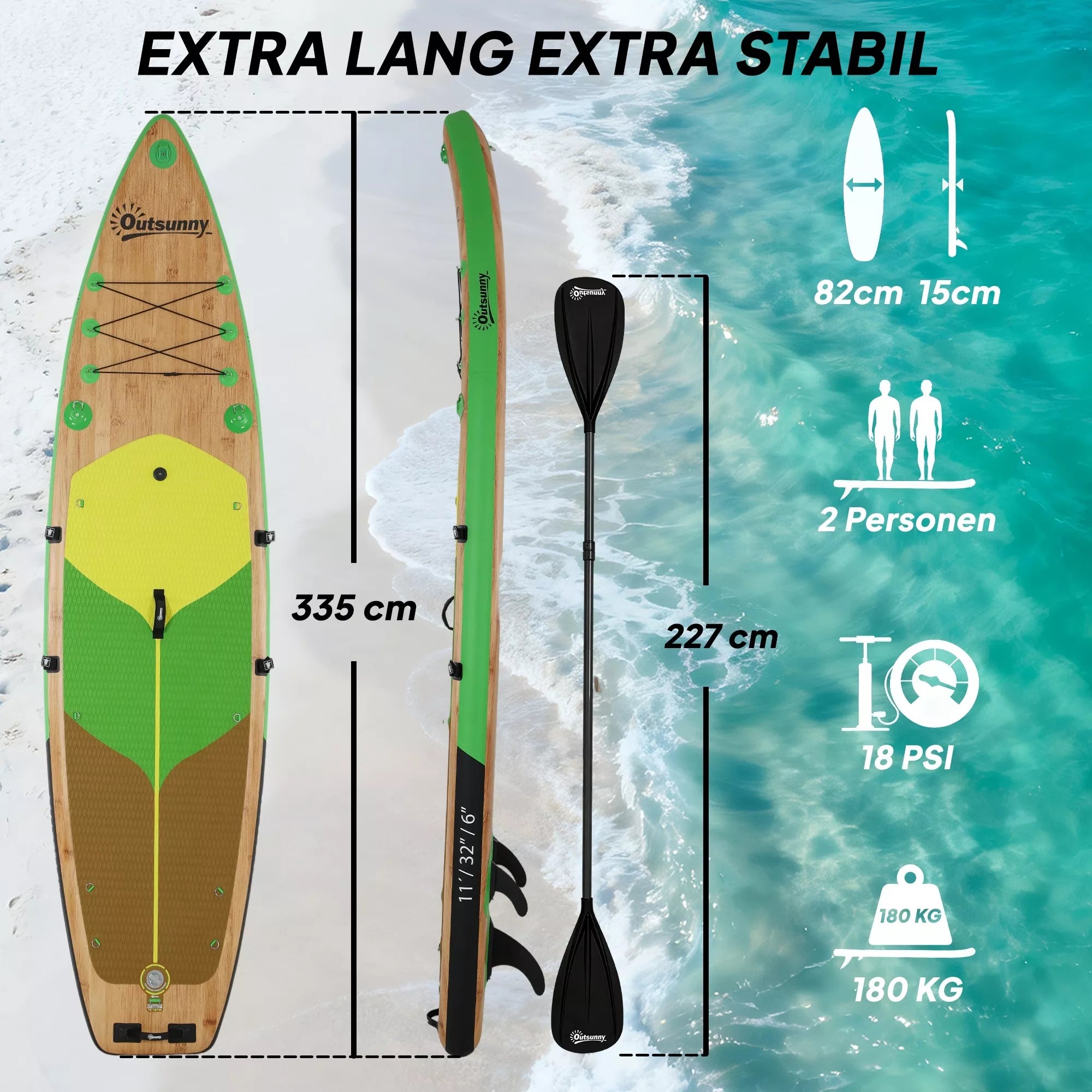 Stand Up Paddling Board Set Pripučiamas 335 cm SUP lentas su kajako sėdyne, reguliuojamu dvigubu irklas ir kojų diržais