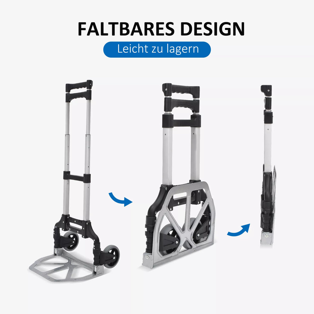 Aliuminio vežimėlis Transportinis vežimėlis sulankstomas Rankinis vežimėlis Stelažinis vežimėlis Aliuminis Maks. apkrova 70 kg