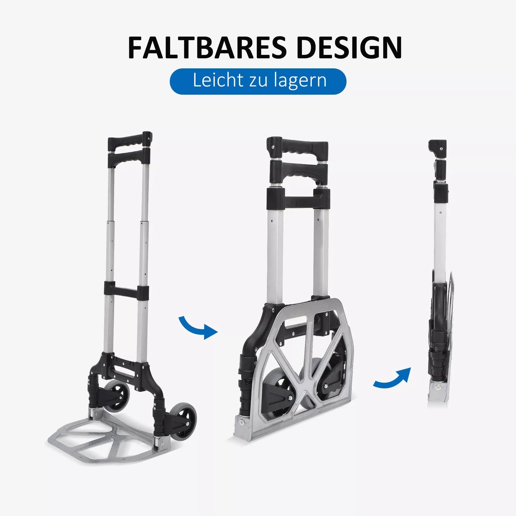 Aliuminio vežimėlis Transportinis vežimėlis sulankstomas Rankinis vežimėlis Stelažinis vežimėlis Aliuminis Maks. apkrova 70 kg