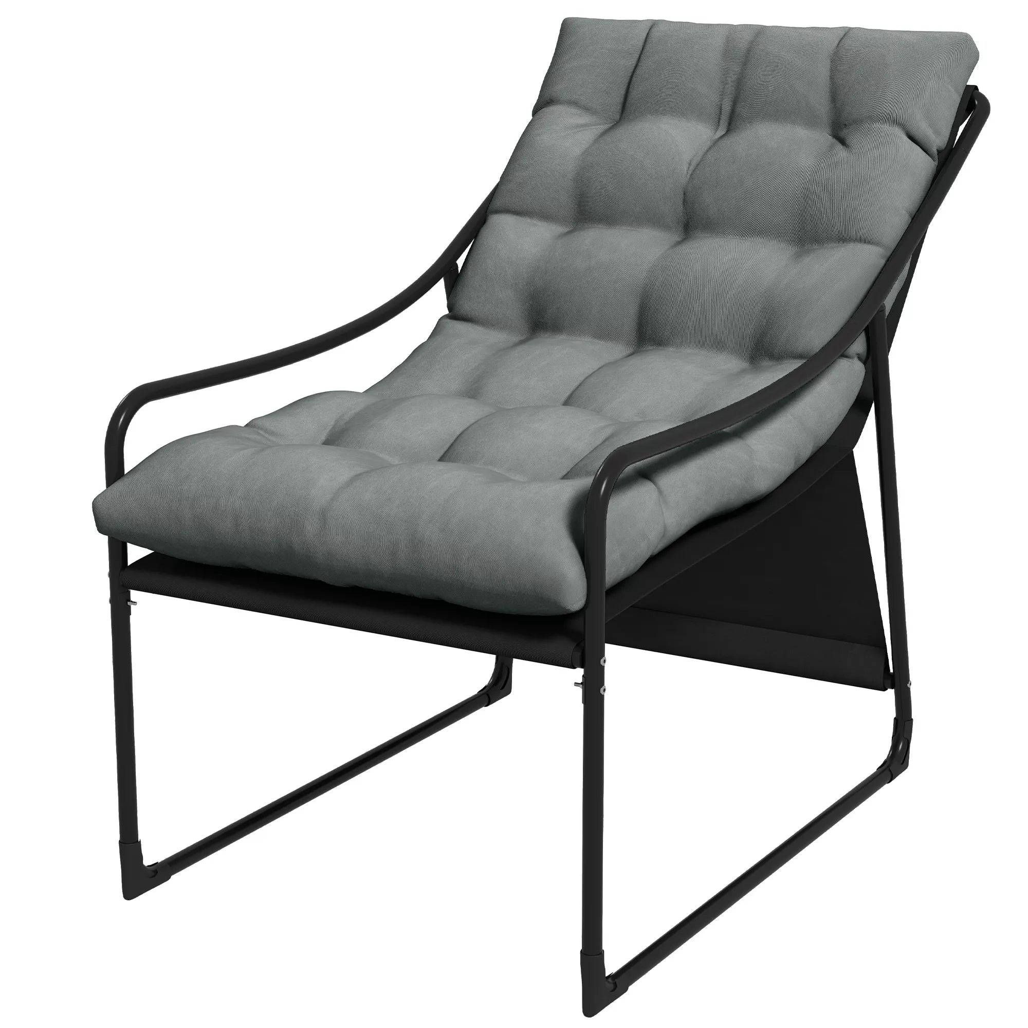 Lauko poilsio zona, storas paminkštinimas, nerūdijančio plieno rėmas, 62B x 110T x 88H cm, pilka/juoda