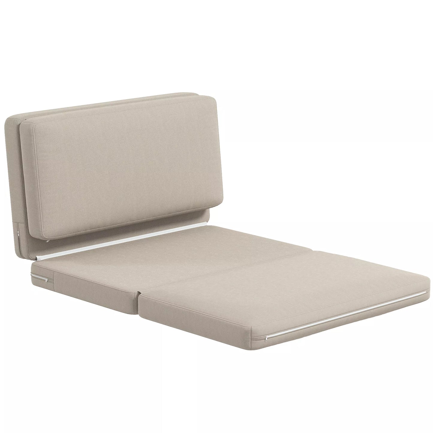 2-in-1 sulankstomas relaksacinis krėslas, svečio čiužinys, dalomas, 120 cm pločio, smėlio spalvos