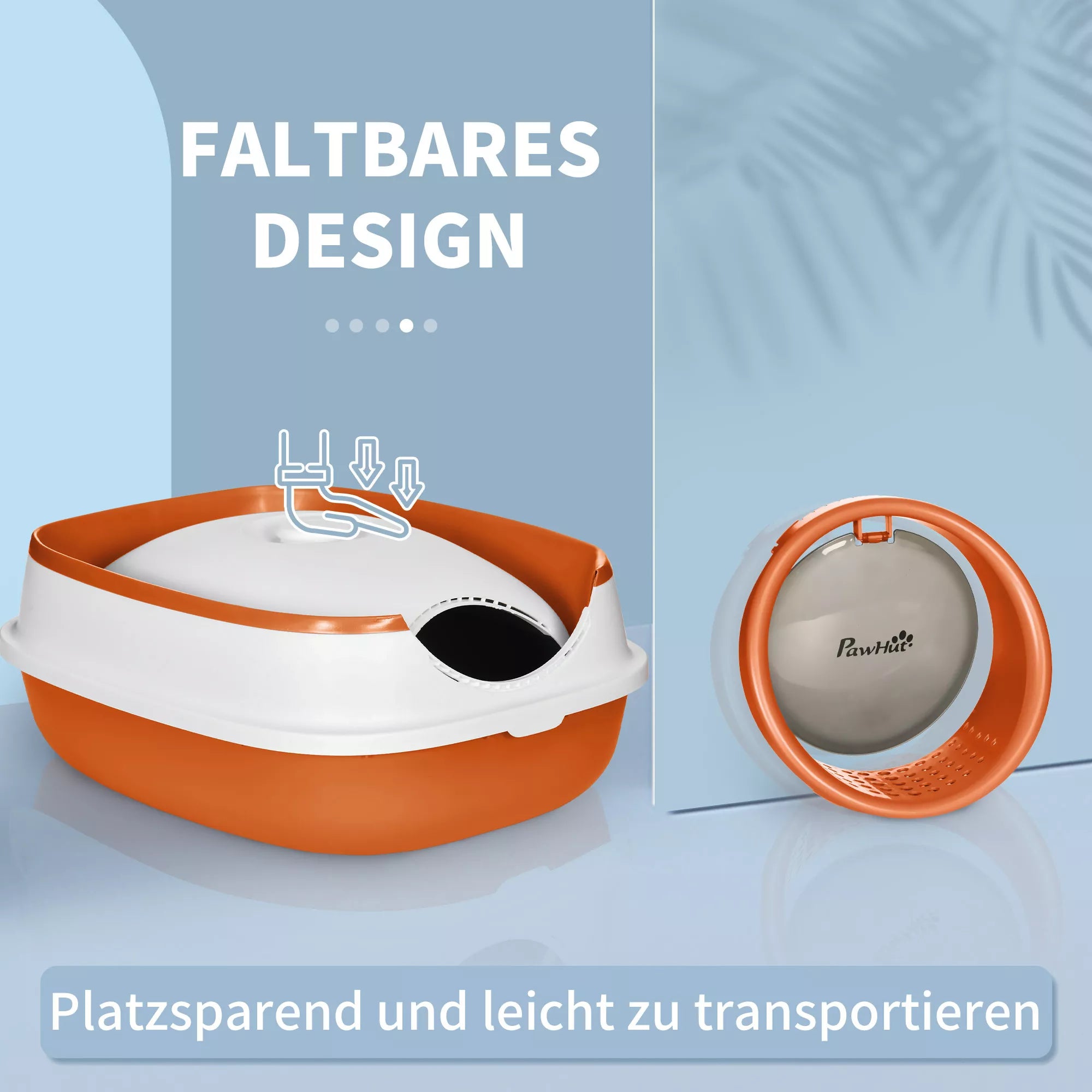 Katės tualeto grafika apie sulankstomą konstrukciją