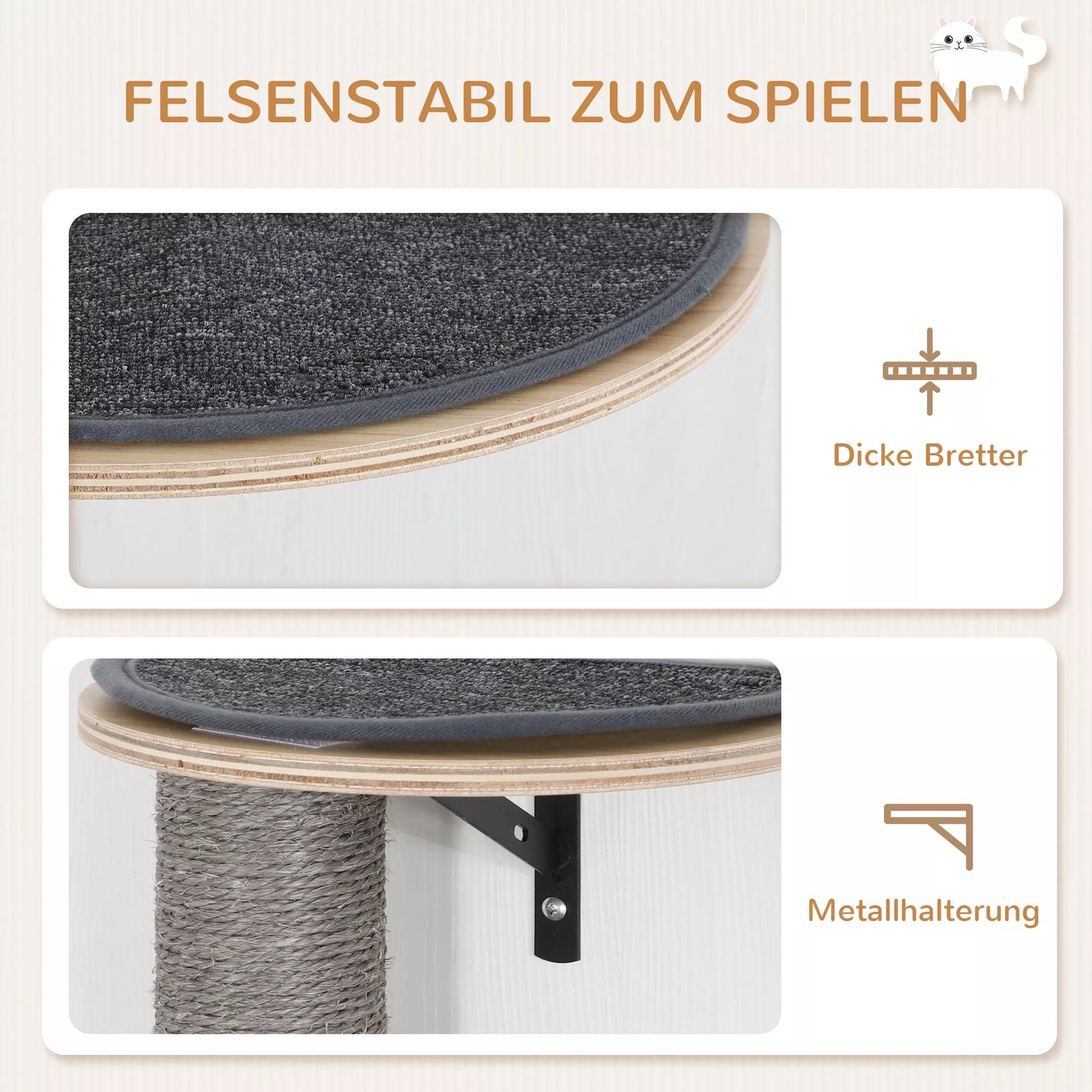 Katės laipiojimo sienelė, 7 dalių, katės laipiojimo sienelės komplektas su sizalio stulpu, kopėčiomis, platforma, draskykle, pilka