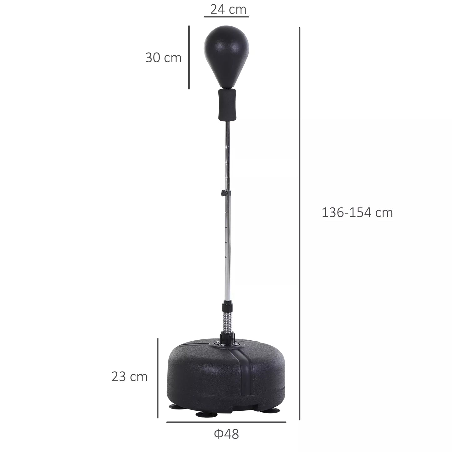 Bokso maišo rinkinys, stovimosios bokso treniruočių rinkinys, 136-154 cm aukščio reguliuojamas, su 1 pora pirštinių. Tinka profesionalams ir pradedantiesiems. Juodas