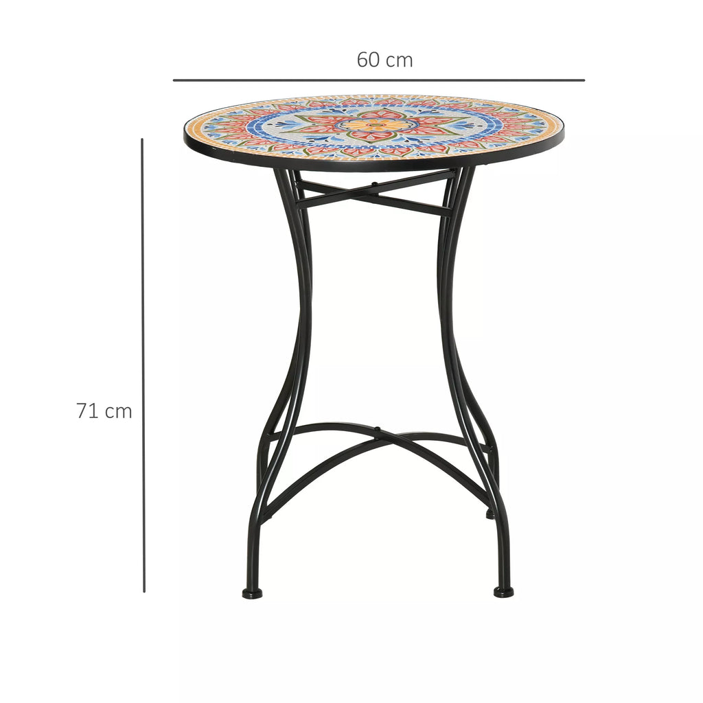 Sodo stalas mozaikinis, apvalus, Ø60 cm, raudona, mėlyna, balta, juoda