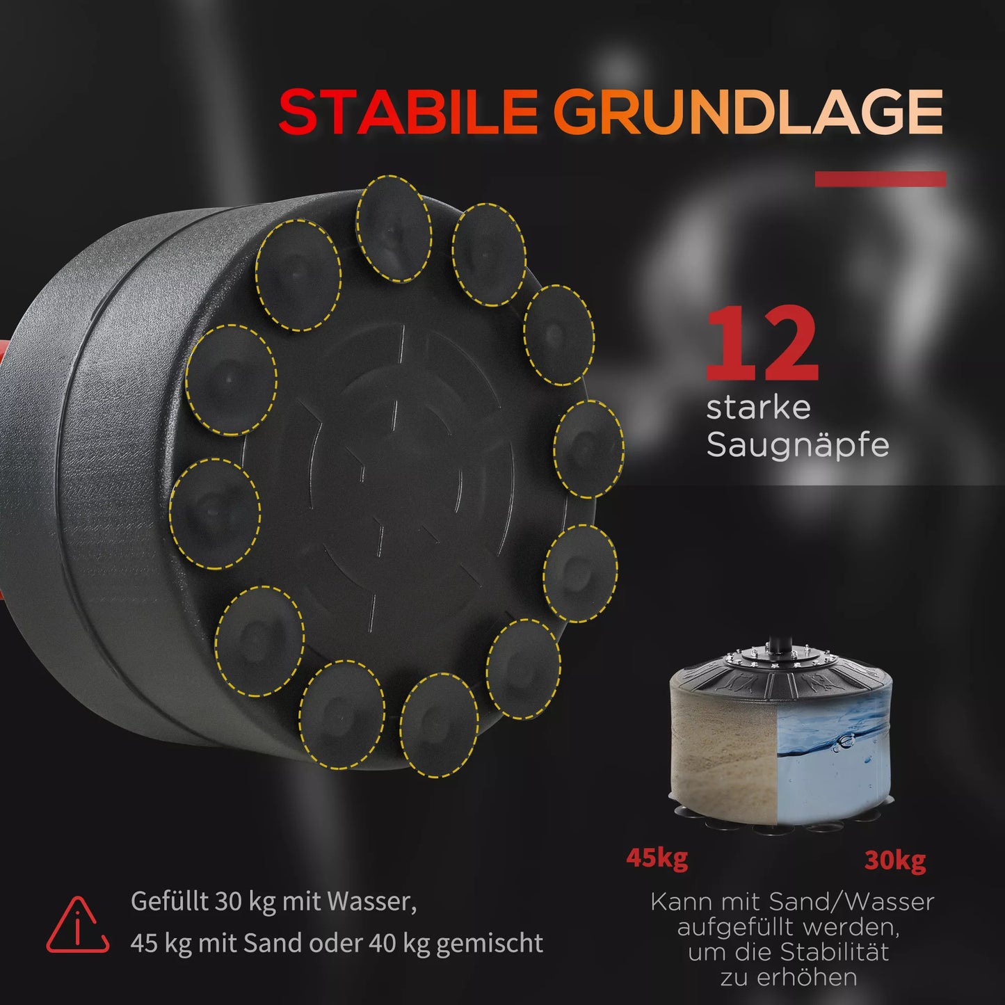 Bokso stovas "Standbox-Trainer" su 2 greičio kamuoliukais, atspindinčiu strypu ir siurbtukiniu pagrindu, 160-230cm reguliuojamas aukštis. Tinka suaugusiems, paaugliams. Juodas