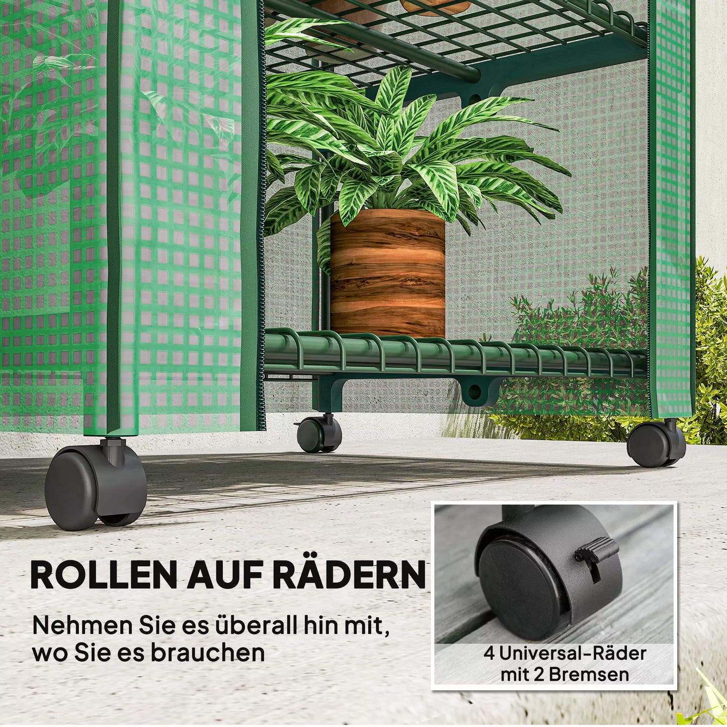 Foliuotas šiltnamis, šiltnamis, mini šiltnamis, augalų namelis, daigykla, 4 lentynos, 69 x 50 x 165 cm, žalias