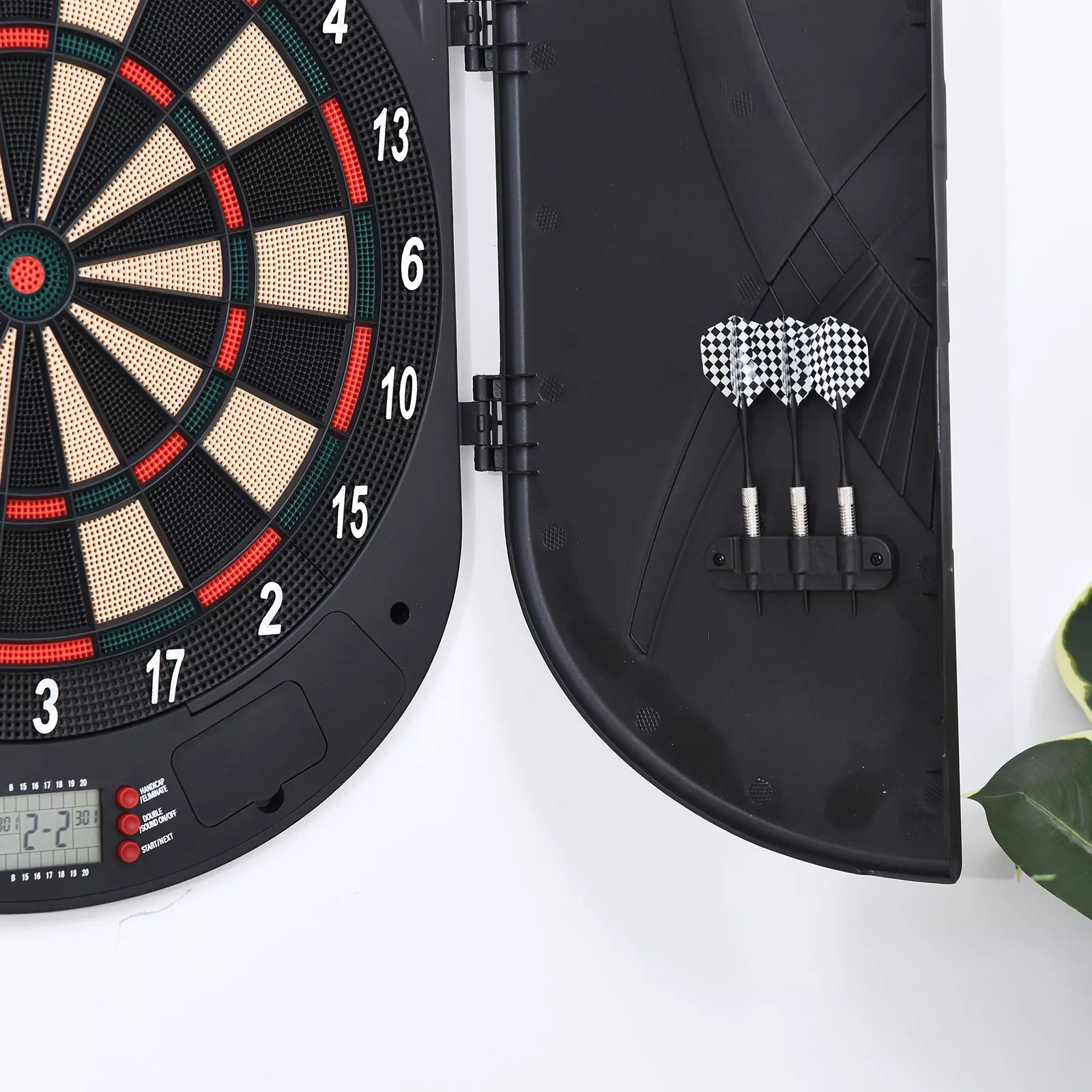 Elektroninis dartų taikinys Dartboard su balso pranešimais Anglų kalba LED indikatoriai 6 dartai 26 žaidimai 185 variantai Dartų automatas su durelėmis Dartų taikinys rinkinys iki 8 žaidėjų