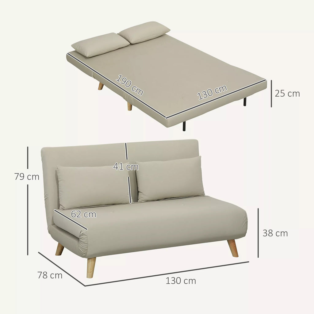 Miegamasis sofa Relaxsofa Sofa Couch, su 2 pagalvėmis, aksomo išvaizda, 130 x 78 x 79 cm, smėlio spalvos