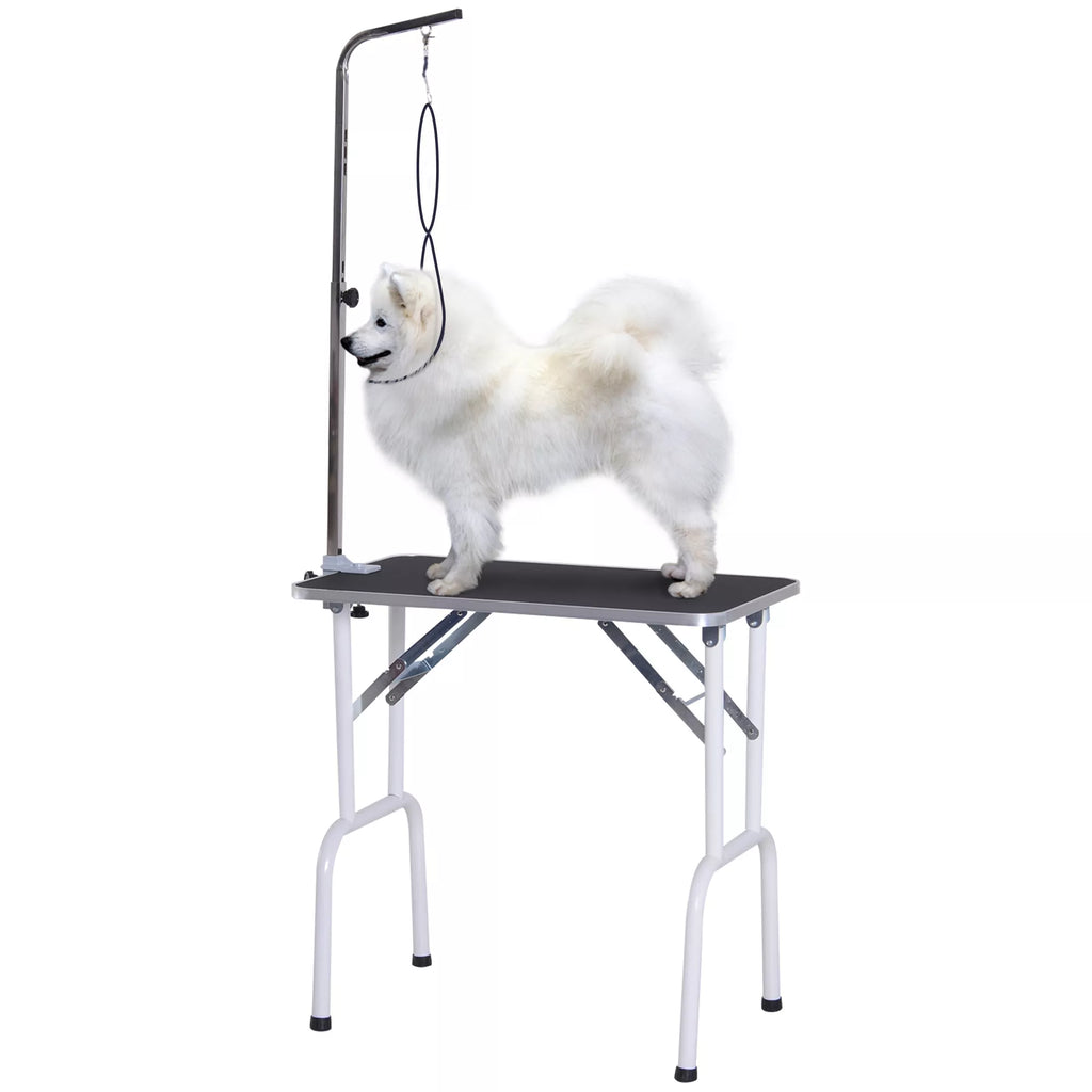 Sulankstomas kirpimo stalas Gyvūnų priežiūros stalas Kirpimo stalas Šunų ir kačių priežiūros stalas Metalo Juodas 81 x 48,5 x 80 cm