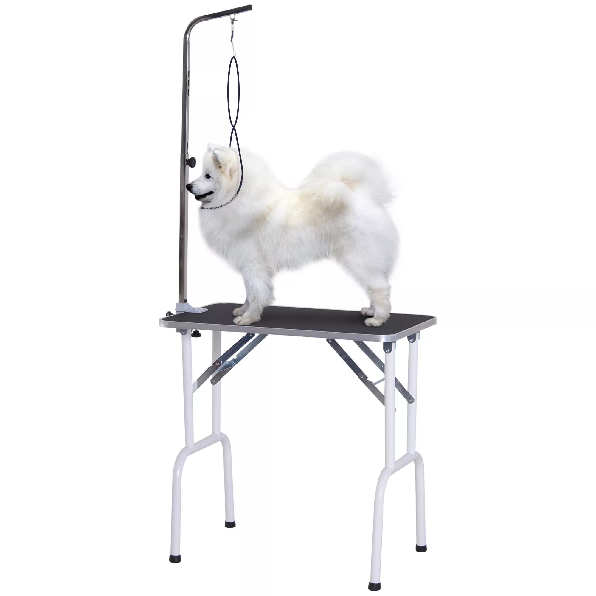 Sulankstomas kirpimo stalas Gyvūnų priežiūros stalas Kirpimo stalas Šunų ir kačių priežiūros stalas Metalo Juodas 81 x 48,5 x 80 cm