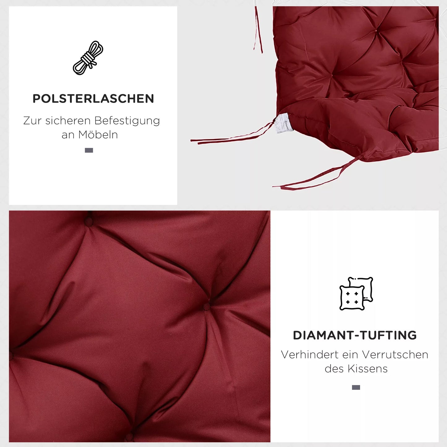 Sėdynės pagalvėlė suolams, pagalvėlė su tvirtinimo dirželiais, iki 3 asmenų, putplasčio užpildas.