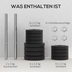 Hantelių rinkinys 25 kg su svoriais, juodas